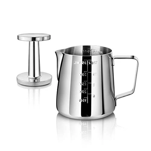 28829 Commercial Grade Stainless Steel 18/8 12 Oz Frothing Pitcher And Die Cast Aluminum Tamper Combo Set, Silver 3 28829 Commercial Grade Stainless Steel 18/8 12 Oz Frothing Pitcher And Die Cast Aluminum Tamper Combo Set, Silver