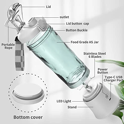 Portable Blender,Personal Size Blender For Shakes And Smoothies With 6 Blade Mini Blender 20 Oz For Kitchen,Home,Travel 5 Portable Blender,Personal Size Blender For Shakes And Smoothies With 6 Blade Mini Blender 20 Oz For Kitchen,Home,Travel - Image 3