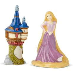 Enesco Disney Ceramics Tangled Rapunzel And Tower Salt And Pepper Shakers, 3.625 Inch, Multicolor