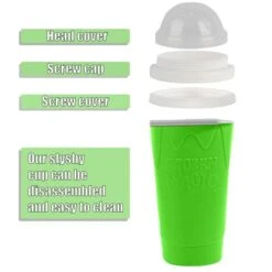Slushy Cup Slushie Maker Ice Cup Silica Cup Pinch Cup Summer Cooler Smoothies Cup Double Layer Squeeze Cup Slush Maker Cup Home DIY Smoothie Cup For Children And Adult (Green) -KitchenAid Shop 41pQfeHiaJL