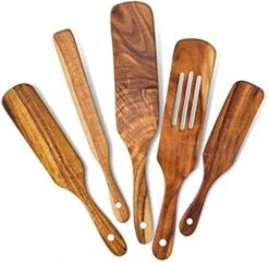 Wooden Spurtle Set Of 5 For Cooking, Acacia Wooden Utensils For Cooking, Wooden Spoons For Cooking, Non-Stick Tool Sets, Versatile Tools, As Seen On TV Bamboo Spatulas, Premium Utensil Spoons -KitchenAid Shop 41pSQTy3QKL. AC