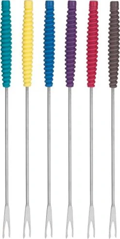 Meat Forks With Silicone Handles Fondue Set, Standard, Multicolored