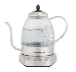 BV07001US Cosmopolitan 1.3L Variable Temperature Glass Body Electric Kettle, Stainless Steel