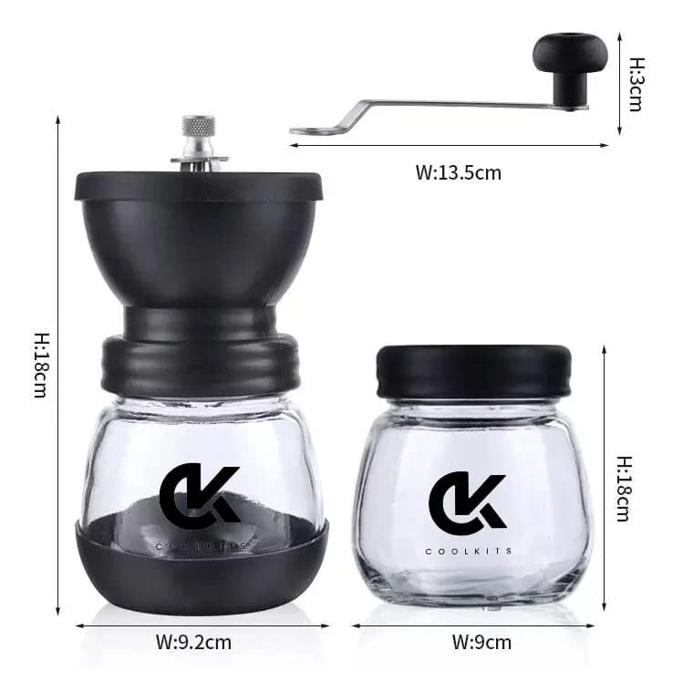OOLKITS Manual Coffee Grinder With Ceramic Burrs, Hand Coffee Mill With TWO Glass Jars(11oz Each), Brush And A Spoon Scoop 6 OOLKITS Manual Coffee Grinder With Ceramic Burrs, Hand Coffee Mill With TWO Glass Jars(11oz Each), Brush And A Spoon Scoop - Image 4