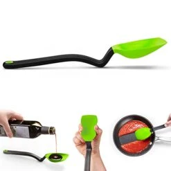 Dreamfarm Supoon | Non-Stick Silicone Sit Up Scraping & Cooking Spoon With Measuring Lines | Green