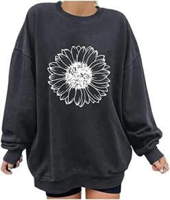 VODMXYGG Womens Pullover Long Sleeve Fashion Sunflower Print Loose Sweatshirt Blouse Winter Casual Basic Tops -KitchenAid Shop 41pj B5SBnL. AC