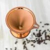 IBOU - Copper Coated Pour Over Coffee Dripper - Paperless Filter - Reusable & Ecofriendly - Honeycomb Design Dripper - Coffee Brewer - Chemex - Bodum - Carafe Compatible