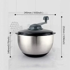 FORREC Salad Spinner Stainless Steel Excellent Dried Salad In A Ready-to-Serve Large Capacity Innovative Design With Water Grid Efficient And Easy To Dry With The Pull System, Silver, A