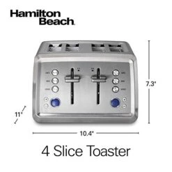 Hamilton Beach 4 Slice Toaster With Extra-Wide Slots, Bagel Setting, Toast Boost, Slide-Out Crumb Tray, Auto-Shutoff & Cancel Button, Digital With Defrost Function, Stainless Steel (24796) -KitchenAid Shop 41pnGEm1eRL