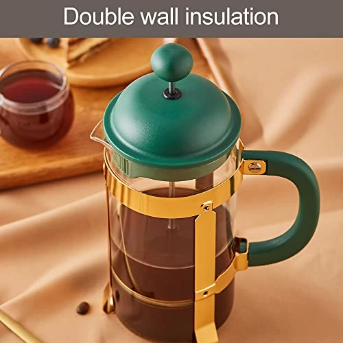 French Press Coffee & Tea Maker, 34 Ounce Coffee Press Coffee Maker, 304 Stainless Steel Heat Resistant High Boron Glass Easy To Clean (Dark Green, 34oz) 5 French Press Coffee & Tea Maker, 34 Ounce Coffee Press Coffee Maker, 304 Stainless Steel Heat Resistant High Boron Glass Easy To Clean (Dark Green, 34oz) - Image 3