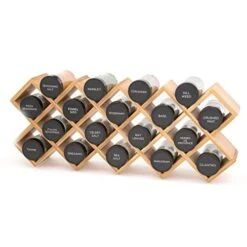 Kamenstein 18 Jar Criss-Cross 2-in-1 Spice Organizer For Countertop Or Wall With Spices Included, FREE Spice Refills For 5 Years, Bamboo With Black Caps -KitchenAid Shop 41q4ofQfrJL