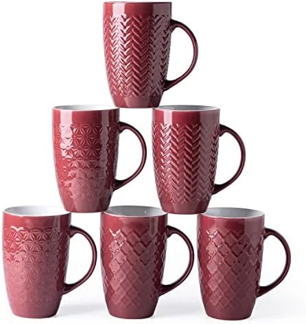 Large Coffee Mugs Set Of 6, 22oz Ceramic Tall Coffee Mugs Set With Textured Geometric Patterns For Latte/Tea/Beer/Hot Cocoa, Dishwasher & Microwave Safe, Black 12 Large Coffee Mugs Set Of 6, 22oz Ceramic Tall Coffee Mugs Set With Textured Geometric Patterns For Latte/Tea/Beer/Hot Cocoa, Dishwasher & Microwave Safe, Black - Image 10