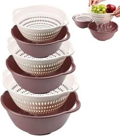 RECNOM 6 Pieces Colander With Bowl, Food Strainer For Pasta Veggies And Fruits, BPA Free, Dishwasher Safe (large, Blue) -KitchenAid Shop 41q7eHZiQGL. AC