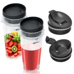 BL660 Blender Cups Compatible With Ninjia, Single Serve 16oz Blender Cups With Sip & Seal Lids Compatible With Nutri Ninjia BL770 BL780 BL740 BL810 Replacement Parts