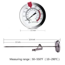 9" Deep Fry Thermometer With Clip Instant Read Dial Thermometer 9 Inch Stainless Steel Stem Meat Thermometer Cooking Thermometer For Turkey, BBQ, Grill