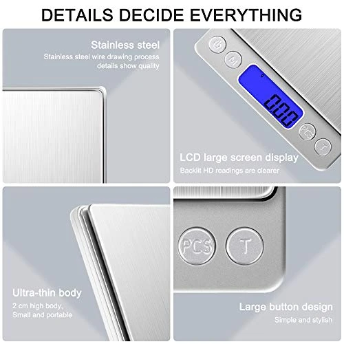 ® Digital Kitchen Scale With 2 Trays, 500g/0.01g High Precision Cooking Food Scale, Mini Gram Scale With LCD Display, 6 Units, Auto Off, Tare Function, Girls Gift (Batteries Included) 6 ® Digital Kitchen Scale With 2 Trays, 500g/0.01g High Precision Cooking Food Scale, Mini Gram Scale With LCD Display, 6 Units, Auto Off, Tare Function, Girls Gift (Batteries Included) - Image 4