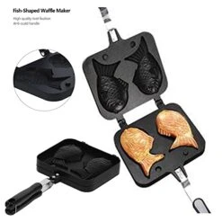Fish-Shaped Waffle Making Pan Household Aluminum Non-Stick Fish-Shaped Cake Bakeware Fish-Shaped Bakeware Non-Stick Waffle Pan Double-Layer Grilled Fish Cakes Double-Sided Pot With Open Flame Heating -KitchenAid Shop 41qRBiK4udS