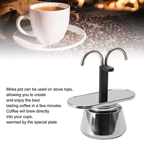 2 Cup Stovetop Espresso Maker, Moka Pot Coffee Maker Classic Italian Coffee Maker Espresso Maker Stovetop 2 Cup 100ML Double Head Stainless Steel, DIY Conduit Coffee Pot 6 2 Cup Stovetop Espresso Maker, Moka Pot Coffee Maker Classic Italian Coffee Maker Espresso Maker Stovetop 2 Cup 100ML Double Head Stainless Steel, DIY Conduit Coffee Pot - Image 4