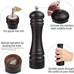 Black Pepper Mill Grinder Refillable, JORGTYRA 12 Inch Wood Pepper Mills With Adjustable Stainless Steel Precision Mechanism Suitable For Home, Kitchen, Barbecue, Party -KitchenAid Shop 41qRPb2PxjL