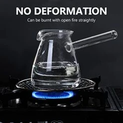 Turkish Coffee Pot Borosilicate Glass, Stovetop Tea Maker, Tearoom Side Handle Glass Teapot Kettle, Healthy And Extremely Heat Resistant Milk Warmer, Hot Chocolate Maker, Butter Melting Pot