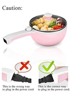 Electric Hot Pot Nonstick Mini - 1.5L Electric Fondue Pot - With Power Adjustment, Pink (Egg Rack Included), Nozaya -KitchenAid Shop 41qbydKAOxL