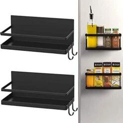 Gerguirry Magnetic Spice Racks White, Magnetic Shelves For Refrigerator Kitchen Shelf Organizers And Storage With 4 Removable Hooks Easy To Install（2 Pack -KitchenAid Shop 41qc8DPXkIL. AC
