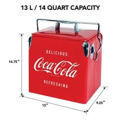 Coca-Cola Retro Ice Chest Cooler With Bottle Opener 13L (14 Qt), 18 Can Capacity, Red And Silver, Vintage Style Ice Bucket For Camping, Beach, Picnic, RV, BBQs, Tailgating, Fishing -KitchenAid Shop 41qcX7ElOGL