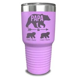 Papa Bear Tumbler - Personalized With Child's Name Engraved Tumblers - Laser Engraved, Add Up To 10 Child's Name - Gift For Dads -KitchenAid Shop 41qdb45qISL