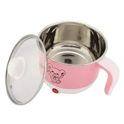 110V 450W Electric Mini Cooking Pot, Double Anti-Heating Cooking Pot, For Student Dorm Room(Cherry Powder) -KitchenAid Shop 41qeBNZoJgL