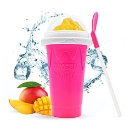 Slushy Cup Slushie Cup Slushy Maker Cup Magic Frozen Squeeze Ice Cup Tiktok Slushie Cups,Double Layers Slushies Cup, Slush Cup Homemade DIY Slushies Cups Quick Magic Cool Cup Milk Shake ,Smoothies (pink)