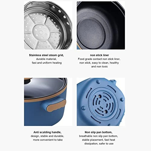 2.5L Electric Cooker Pot, Electric Hot Pot For Home, Kitchen, Dormitory, Office(Blue) 6 2.5L Electric Cooker Pot, Electric Hot Pot For Home, Kitchen, Dormitory, Office(Blue) - Image 4