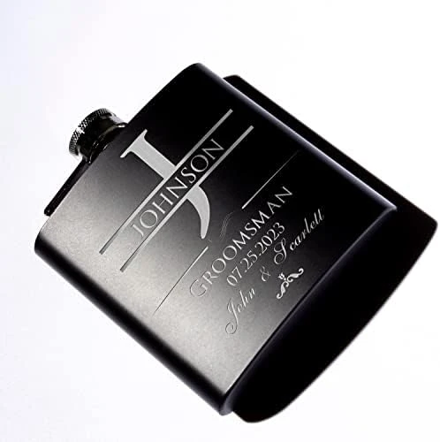 Groomsmen Gifts Set Of 6, Personalized Groomsmen Flask Set W Optional Gift Box - Wedding Favor, Engraved 6oz Stainless Steel Flask, Custom Flask Gift Set, Black #2 10 Groomsmen Gifts Set Of 6, Personalized Groomsmen Flask Set W Optional Gift Box - Wedding Favor, Engraved 6oz Stainless Steel Flask, Custom Flask Gift Set, Black #2 - Image 8