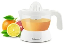 TS-411 BPA-Free Electric Citrus Juicer Extractor: Compact Large Volume Pulp Control Oranges, Lemons, Limes, Grapefruits With Easy Pour Spout, 16 Oz, White