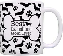 Dog Owner Gift Best Dachshund Dad Ever Paw Pattern 11oz Ceramic Coffee Mug Tea Cup White -KitchenAid Shop 41qpg8zuouL. AC