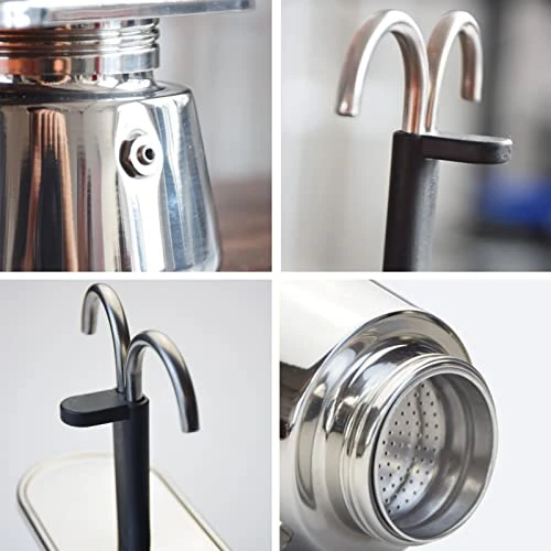 2 Cup Stovetop Espresso Maker, Moka Pot Coffee Maker Classic Italian Coffee Maker Espresso Maker Stovetop 2 Cup 100ML Double Head Stainless Steel, DIY Conduit Coffee Pot 7 2 Cup Stovetop Espresso Maker, Moka Pot Coffee Maker Classic Italian Coffee Maker Espresso Maker Stovetop 2 Cup 100ML Double Head Stainless Steel, DIY Conduit Coffee Pot - Image 5