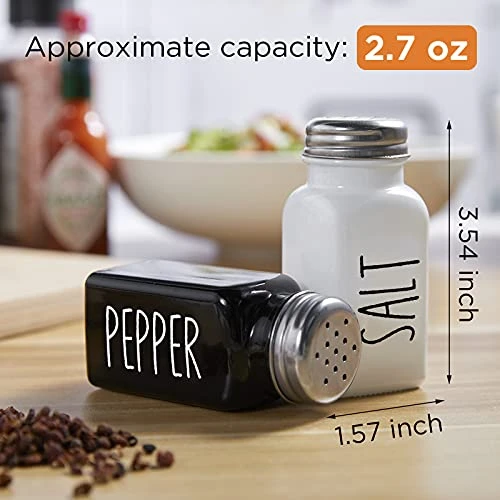 Salt And Pepper Shakers Set, Cute Glass Spice Shaker With Stainless Steel Lid, Black And White Kitchen Table Decor And Accessories For Counter, For Kitchen Wedding Gifts, 2.7oz Each 5 Salt And Pepper Shakers Set, Cute Glass Spice Shaker With Stainless Steel Lid, Black And White Kitchen Table Decor And Accessories For Counter, For Kitchen Wedding Gifts, 2.7oz Each - Image 3