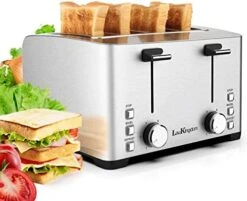 Toaster 4 Slice, Stainless Steel Toaster With Extra Wide Slots, Bagels, Defrost, Cancel Function, Dual Independent Control With 6 Shade Settings, Smart Pop-Up, Removable Crumb Trays -KitchenAid Shop 41r5OFFy GL. AC