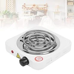 1000W White Stainless Electric Burner, Compact And Portable Hot Plate For Cooking, Camping Appliances With Temperature Controls, Power Indicator Lights, Easy To Clean
