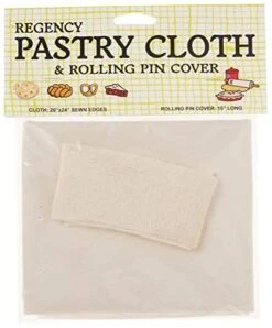 Regency Wraps Pastry Cloth & Rolling Set For Dough, 100% Cotton, Extra Large, 20 X 24 Cloth, 15" Rolling Pin Cover, Natural