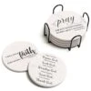 Coasters For Drinks With Bible Verses, Set Of 6 Absorbent Drinks Coasters With Holder Ceramic Drink Coaster With Cork Backing For Table Protection, Christian Coasters, Christian Gifts