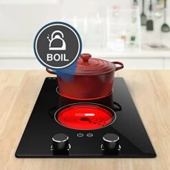 Electric Cooktop,110V Electric Stove Top With Knob Control, 9 Power Levels, Kids Lock & Timer, Hot Surface Indicator, Overheat Protection,12 Inch Built-in Radiant Double Induction Cooktop -KitchenAid Shop 41rIKmkisWL