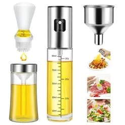 GENERIC Olive Oil Sprayer And Dispenser With Silicone Brush For Cooking, Spray Bottle Set, Glass Dispenser, Mister, Salad, BBQ, Kitchen Baking, Roasting, Air Fryer, 2 Pack, (KP02)