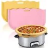 2 Pack Silicone Slow Cooker Liners For 6,7,8 Quarts Crockpot, Reusable Silicone Insert,Leakproof & Easy Clean,Cooking Bags For Oval Or Round Crock Pot,Slow Cooker Accessories（Pink+Yellow）