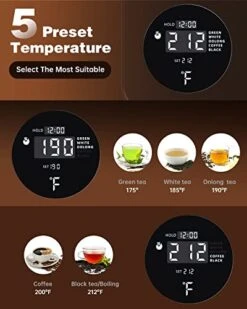 Gooseneck Electric Kettle 1.0L With Temperature Control,Ultra Fast Boiling Hot Water Kettle For Pour-Over Coffee/Tea,100% Stainless Steel, 5 Variable Presets, 12H Keep Warm,Leak-Proof, 1200W -KitchenAid Shop 41rRJ7WxutL