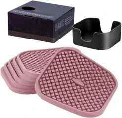 Silicone Drink Coasters Set Of 6 , IPHOX 3.94 Inches Flexible Heat Resistant Coaster For Drinks With Deep Grooved And Non-Slip Bottom, Protect Furniture From Dirty And Scratched (Grey) -KitchenAid Shop 41rZPMbo0tS. AC