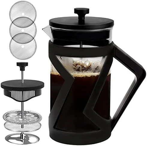 French Press Coffee Maker 12 Ounce Stainless Steel With Borosilicate Glass Heat Resistant 4 Level Filtration System For Brew Coffee & Tea Dishwasher Safe 350ml (12oz, Stainless Black) 8 French Press Coffee Maker 12 Ounce Stainless Steel With Borosilicate Glass Heat Resistant 4 Level Filtration System For Brew Coffee & Tea Dishwasher Safe 350ml (12oz, Stainless Black) - Image 6