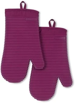 KitchenAid Ribbed Soft Silicone Oven Mitt Set, 7"x13", Milkshake 2 Count -KitchenAid Shop 41rlahchg2L. AC