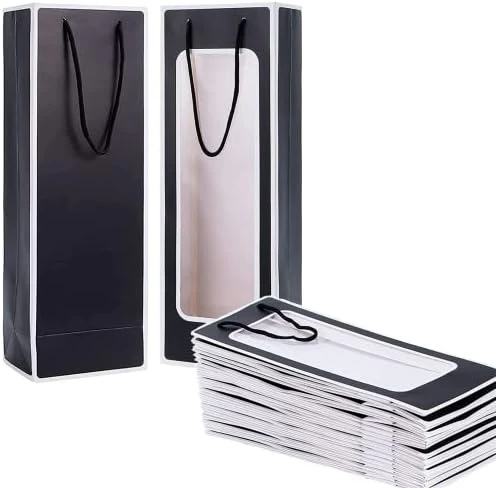 Wine Gift Bag With Window 20 Pack 4.92"x3.35"x 14.2" Wine Bags For Wine Bottles Halloween Birthday Housewarming Dinner Party Business-Black 8 Wine Gift Bag With Window 20 Pack 4.92"x3.35"x 14.2" Wine Bags For Wine Bottles Halloween Birthday Housewarming Dinner Party Business-Black - Image 6