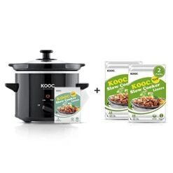 [Bundle Group] KOOC Slow Cooker 2-Quart (with 5 Bonus Free Liners) + Additional 2 Pack Liners(20 Count) For Easy Clean-up, Upgraded Crock Pot, Adjustable Temp