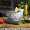 NZANO Mortar And Pestle, 2 Cup Capacity Solid Unpolished Granite Spice Grinder With Anti Scratch And Slip Base. Authentic Molcajete